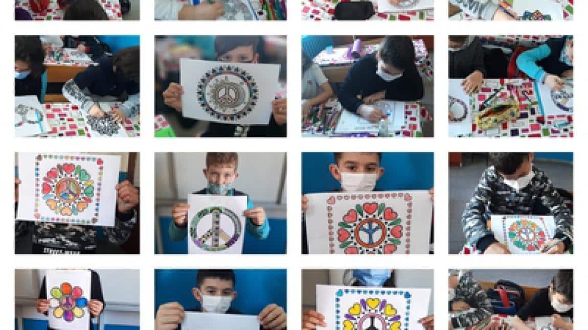 Çocuklar Barış İstiyor eTwinning Projesinde Mangala Resim Çalışması Yaptı