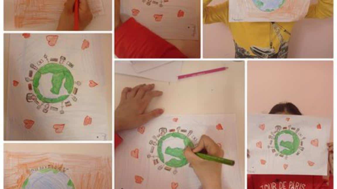 Çocuklar Barış İstiyor eTwinning Projesinde Barış konulu Resim Çalışması Yaptılar